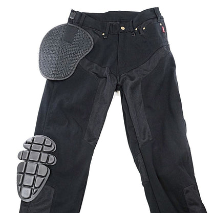 ハーフメッシュストレッチブラックデニムパンツLF ブラック