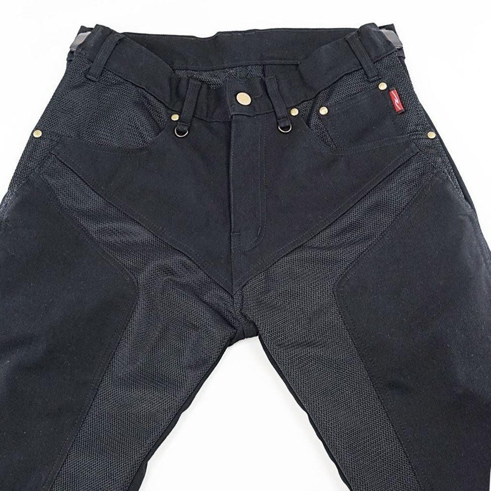 ハーフメッシュストレッチブラックデニムパンツLF ブラック