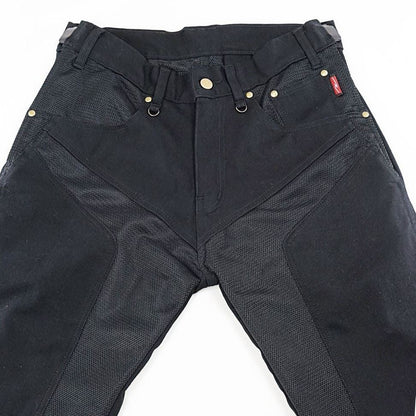 ハーフメッシュストレッチブラックデニムパンツLF ブラック