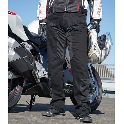 ハーフメッシュストレッチブラックデニムパンツLF ブラック