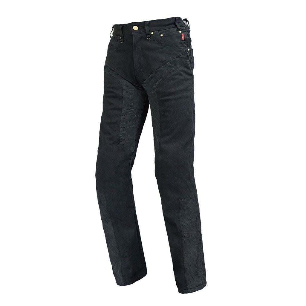 ハーフメッシュストレッチブラックデニムパンツLF ブラック