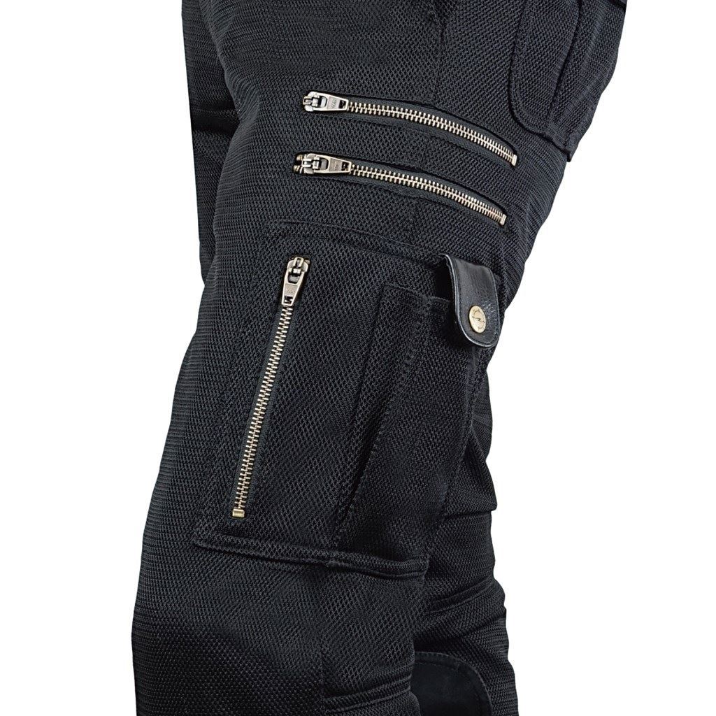 バイカーZIPメッシュパンツルーズフィット ブラック