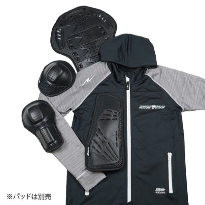 アーマーフーディ ヘアライングレー×ブラック