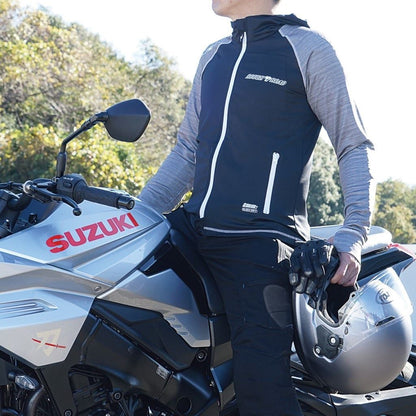 アーマーフーディ ヘアライングレー×ブラック