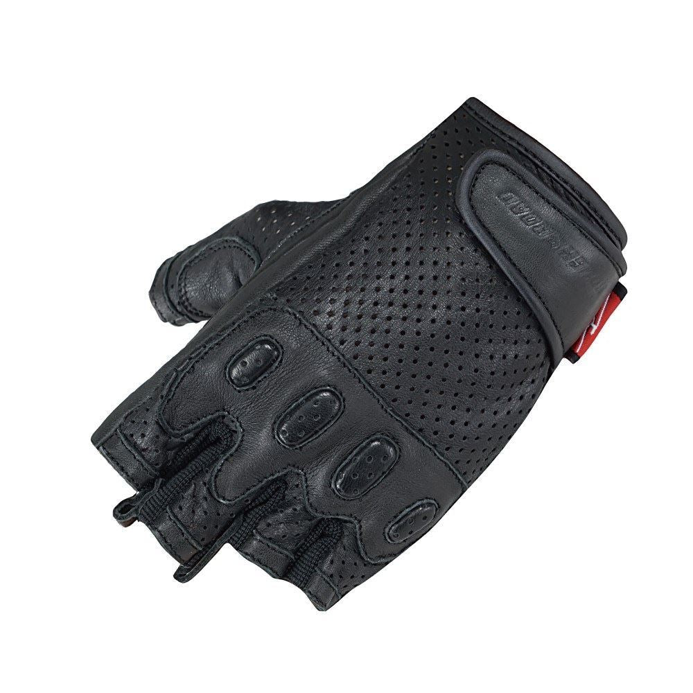パンチングレザーハーフフィンガーグローブDS ブラック