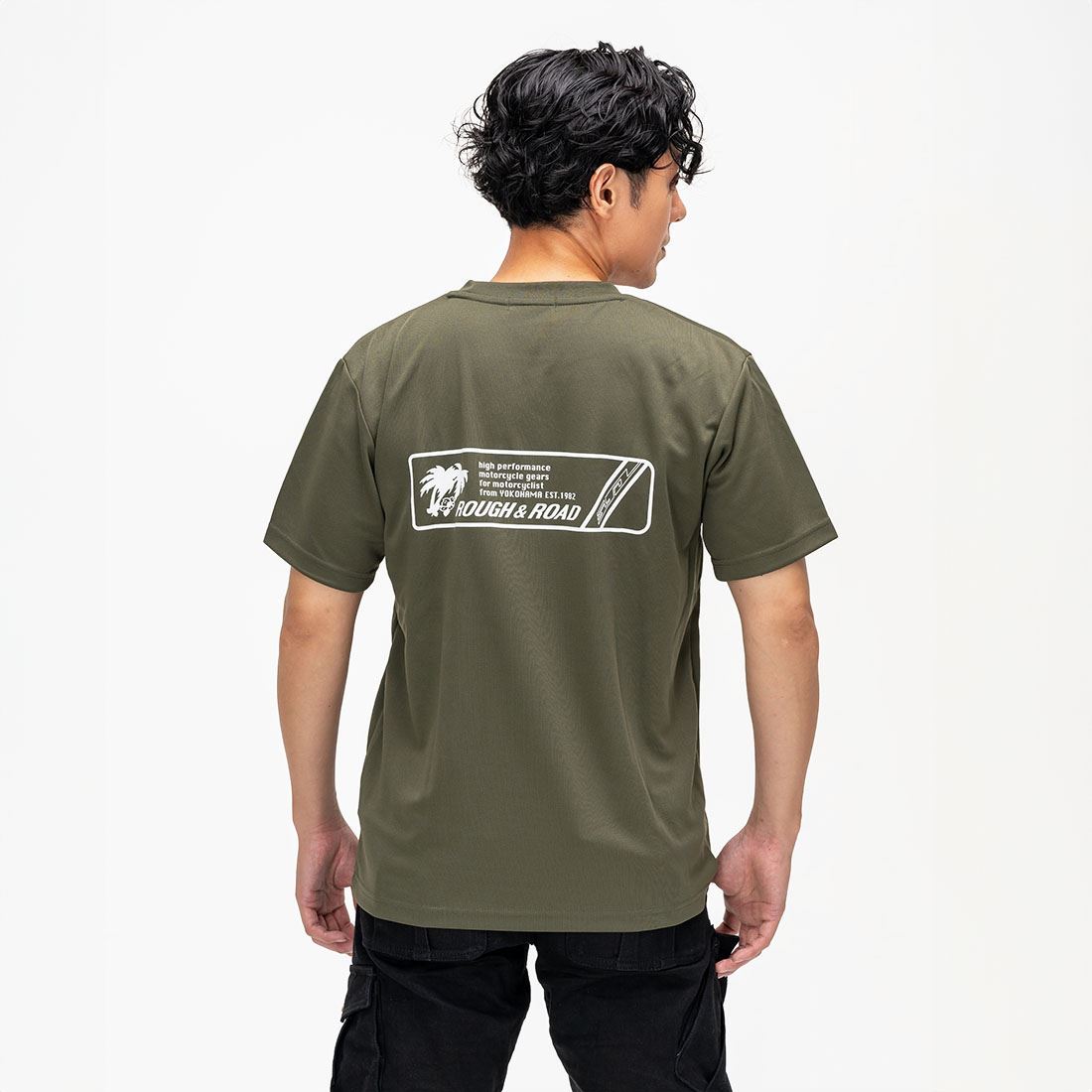 ラフ パームツリー ドライTシャツ アーミーグリーン