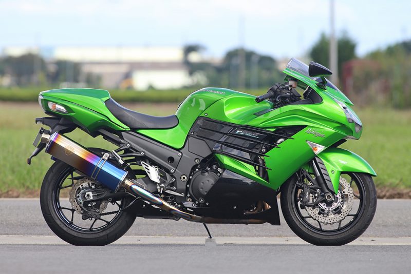 Wyvern Slip-on Exhaust Titanium Cross-Oval Drag Blue Silencer Ninja ZX-14R