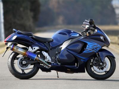 Wyvern Single Type Exhaust Titanium Cross Oval Drag Blue Silencer GSX1300R Hayabusa