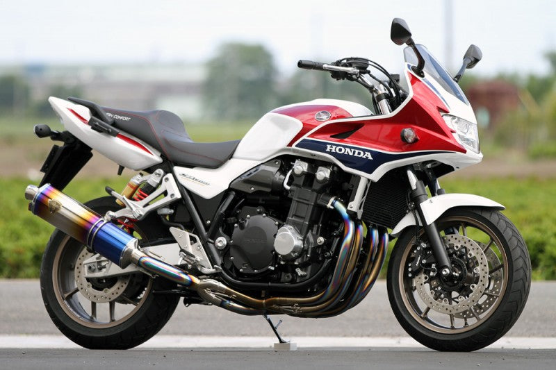 Wyvern Single Type Exhaust Titanium Cross Oval Drag Blue Silencer CB1300SB