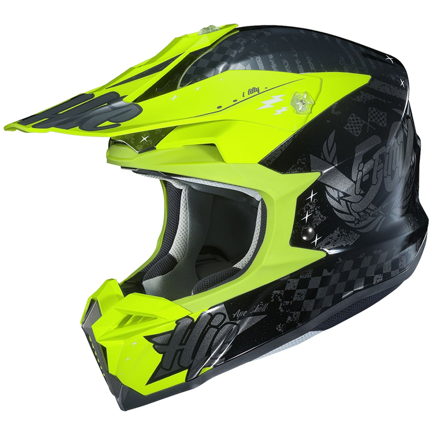 HJH198 i50 Artax Full Face Helmet Black/Fluo Yellow L Size