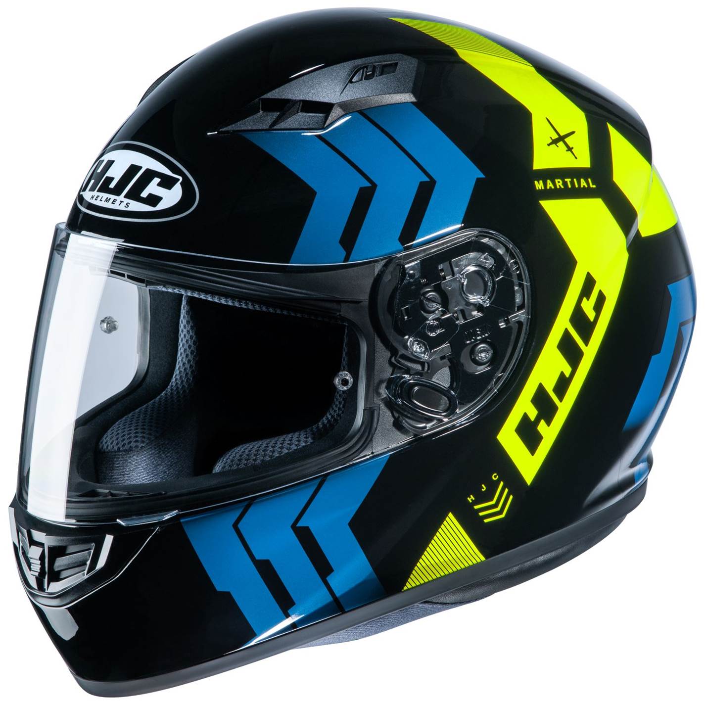 HJH212 CS-15 Martial Full-Face Helmet Black/Blue/Yellow L Size