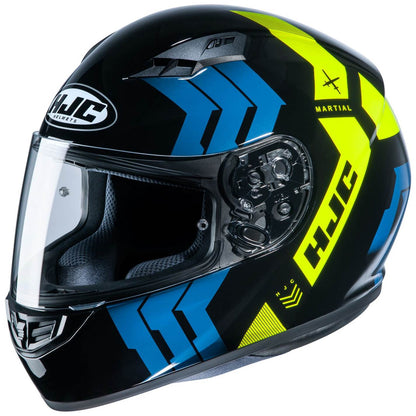 HJH212 CS-15 Martial Full-Face Helmet Black/Blue/Yellow L Size