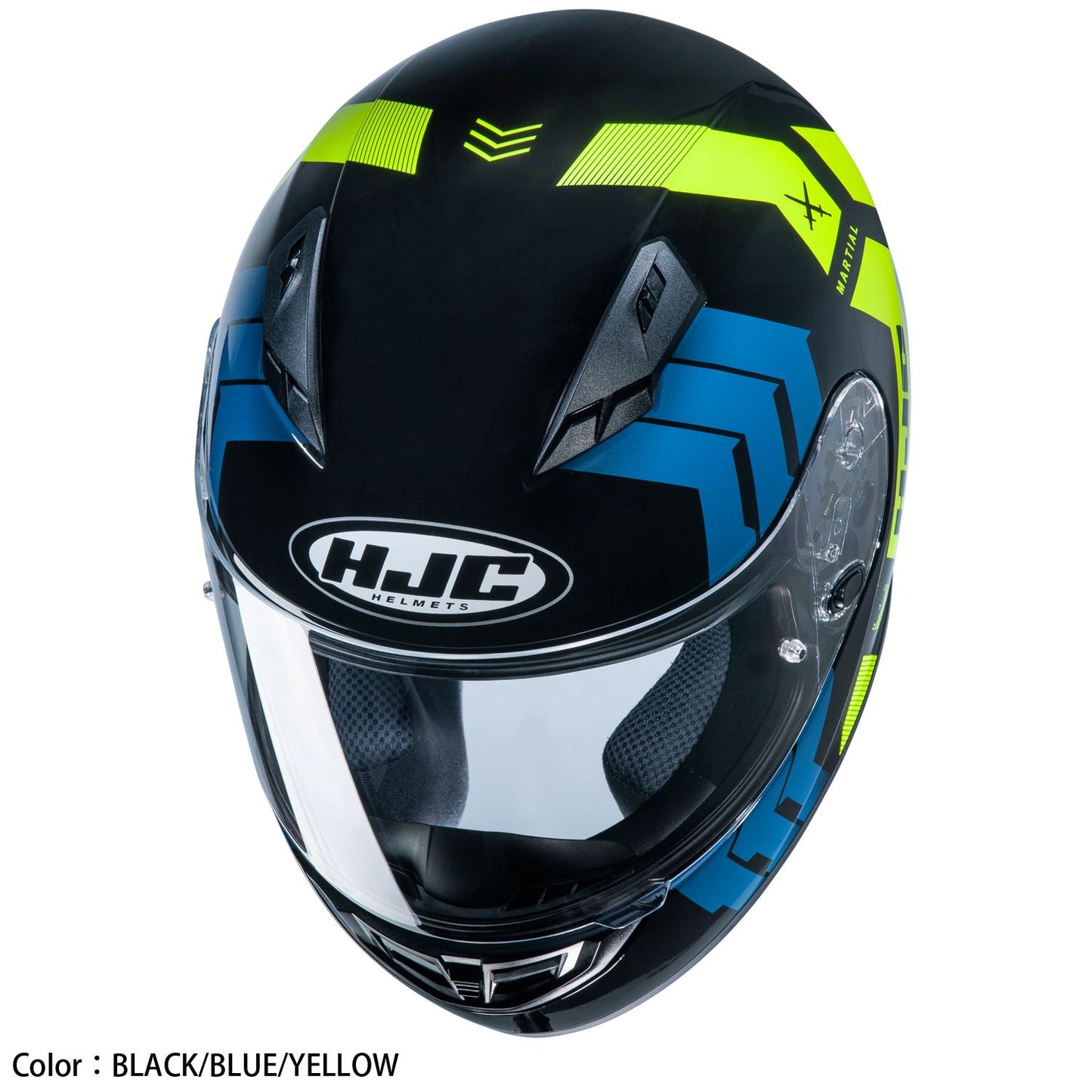 HJH212 CS-15 Martial Full-Face Helmet Black/Blue/Yellow M Size