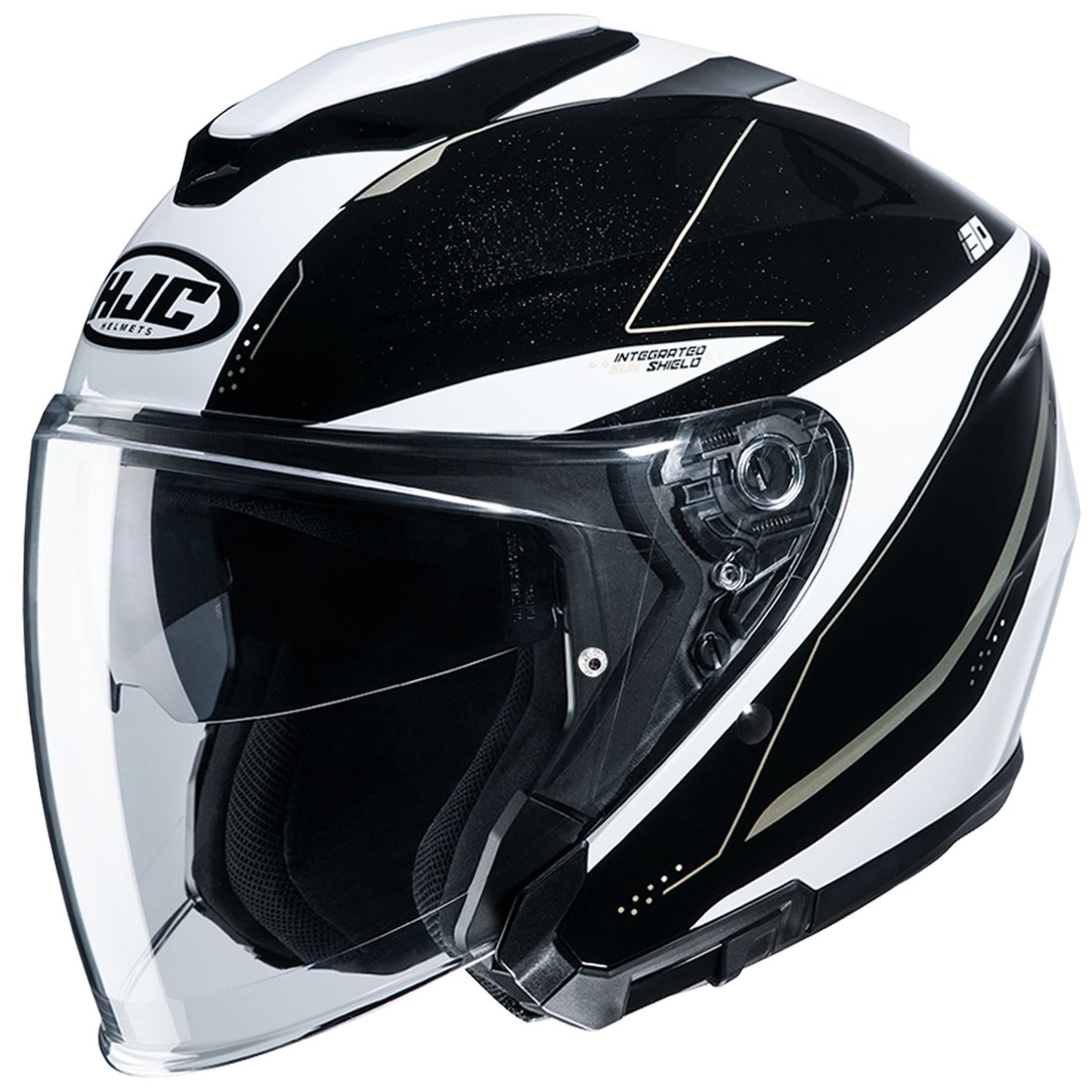 HJH215 i30 Slight Open Face Helmet Black/White L Size