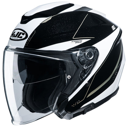 HJH215 i30 Slight Open Face Helmet Black/White L Size
