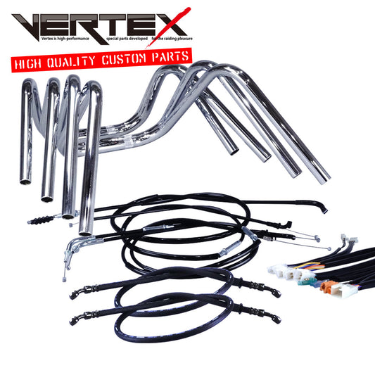 SR400/500 88-00年 1JR1JN しぼりアップハンドル セット ブラック ワイヤー