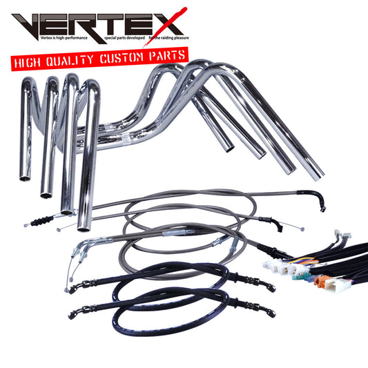 TW200/E 87-99年 2JL しぼりアップハンドル セット ブラックメッシュ ダークメッシュ ワイヤー