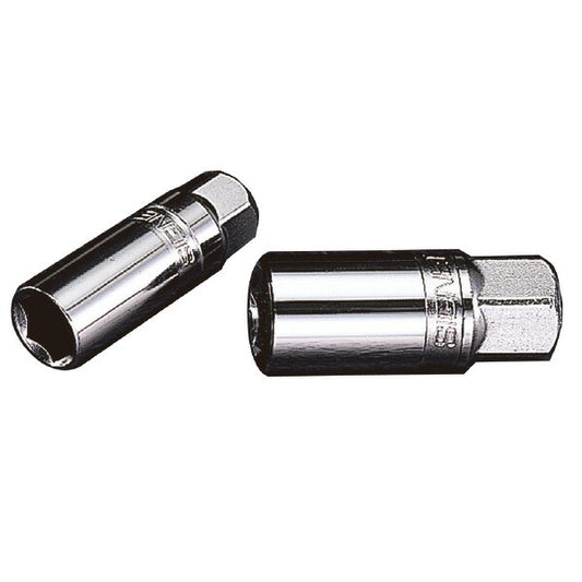 1/2DR 5/8\" プラグソケット(ラバー) 差込角(\"SQ):1/2 サイズ(\"):5/8 全長(L;mm):64 先端部外径(D1;mm):23 差込部外径(D2;mm):21 ソケット深さ(T;mm):20