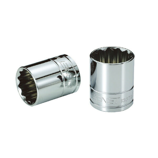 1/2DR 12MM ソケット (12角) 差込角(\"SQ):1/2 サイズ(mm):12 全長(mm):38 先端部ソケット外径(D1;mm):18.0 差込部ソケット外径(D2;mm):22 ソケット深さ(T;mm):14