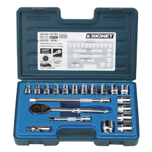1/2DR 20PC MM ソケットレンチセット 差込角(\"SQ):1/2