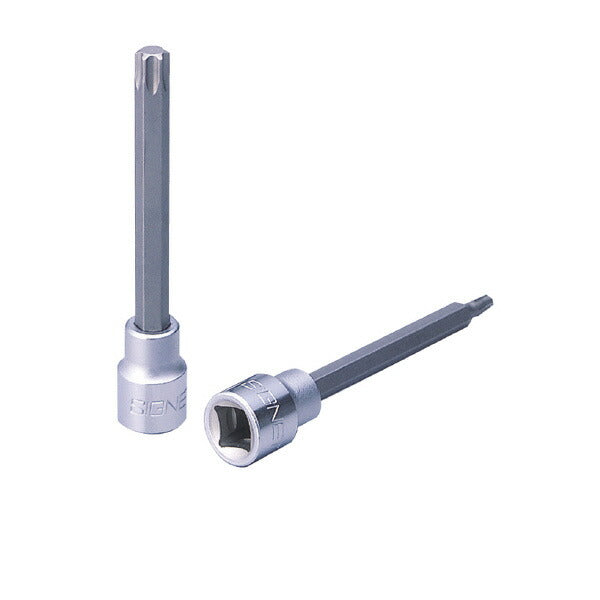 3/8DR T30 ロングヘクスローブビットソケット 差込角(\"SQ):3/8 サイズ:T30 先端部外径(mm):5.52 対応ねじサイズ(mm):M6･7 全長(L1;mm):100 軸長(L2;mm):75 外径(D;mm):18 ヘクスローブネジ用T型ロングビットソケット