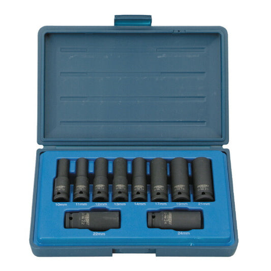 1/2DR 10PC ミリ ディープインパクトソケットセット 差込角(\"SQ):1/2