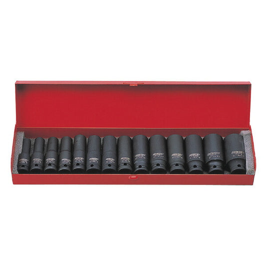 1/2DR 14PC ミリ ディープインパクトソケットセット 差込角(\"SQ):1/2