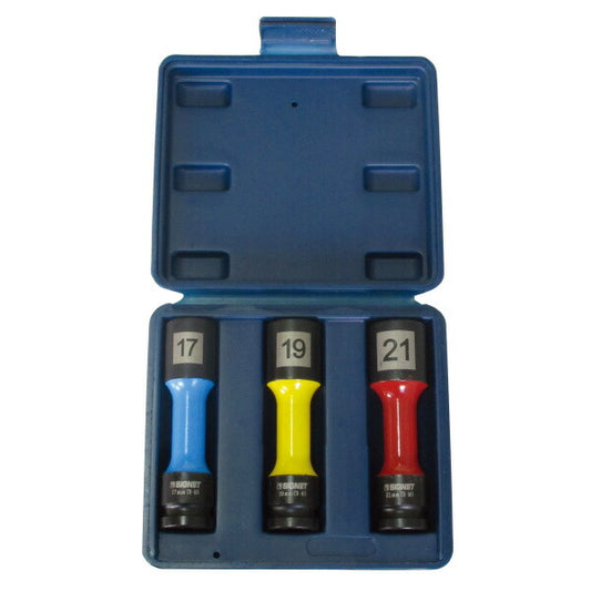 1/2DR 3PCホイルナット用薄肉インパクトソケットセット 差込角(\"SQ):1/2 全長(mm):100