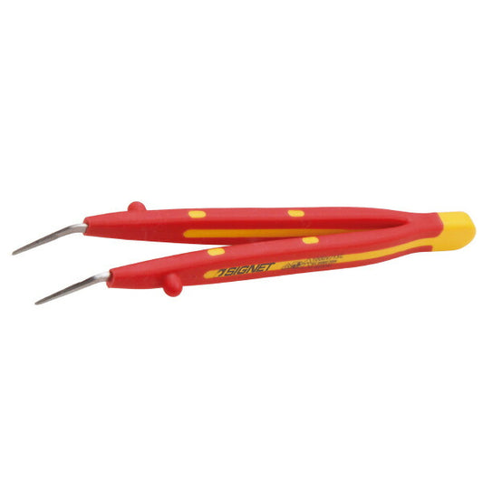 絶縁ピンセット 150MM 金属部分材質:クロムバナジウム鋼 全長(mm):150 スタイル:45°