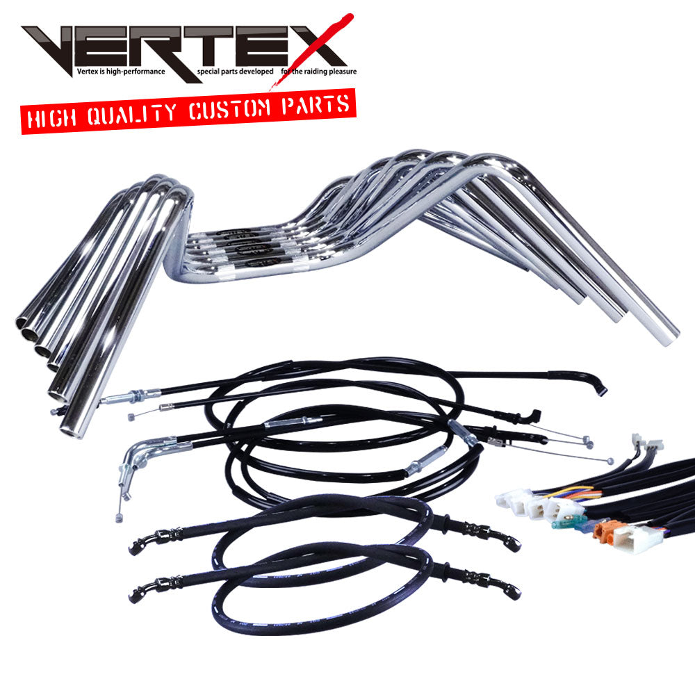 SR400/500 85-87年 1JR1JN セミしぼりアップハンドル セット ブラック ワイヤー