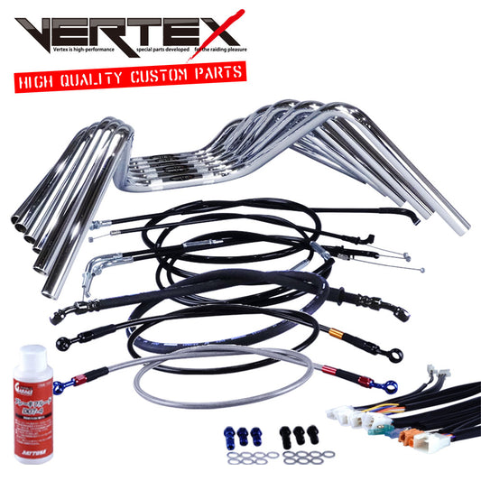 CBR400F 全年式 NC17 セミしぼりアップハンドル セット ブラック ワイヤー