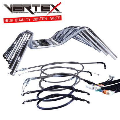 XV250 Virago 88-92 3DM Semi-絞り Up Handlebar Set Black Mesh Dark Mesh Wire