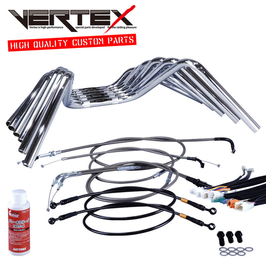 CB750F 79-82年 RC04 セミしぼりアップハンドル セット ブラックメッシュ ダークメッシュ ワイヤー