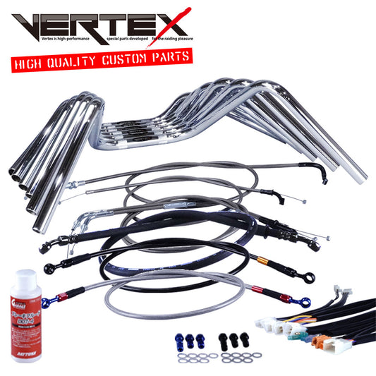 GS400E2型/E3型 79-80年 セミしぼりアップハンドル セット ブラックメッシュ ダークメッシュ ワイヤー