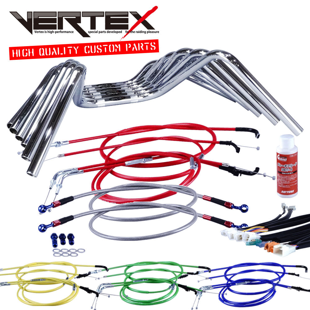 ZRX400/2 04-06年 ZR400E セミしぼりアップハンドル セット カラー ワイヤー