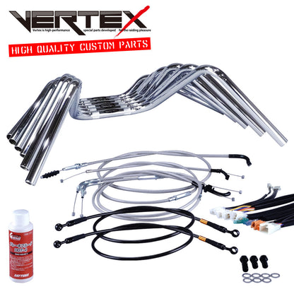 ZRX400/2 04-06年 ZR400E セミしぼりアップハンドル セット メッシュ ワイヤー