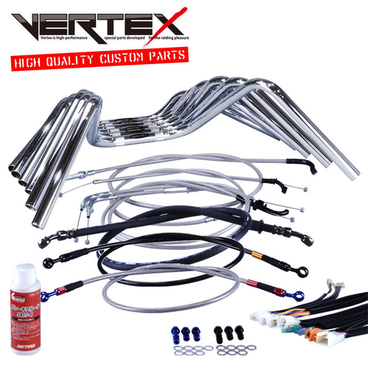 ゼファーχ カイ 全年式 ZR400C セミしぼりアップハンドル セット メッシュ ワイヤー