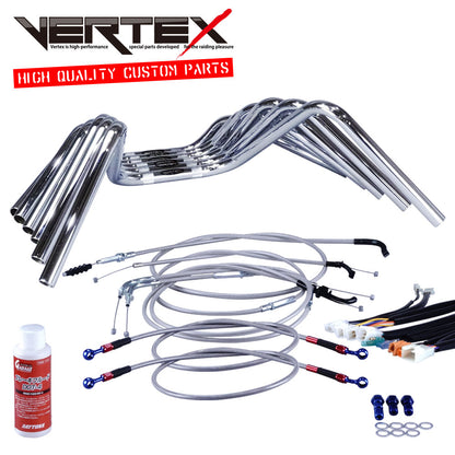 XV250 Virago 88-92 3DM Semi-絞り Up Handlebar Set Mesh Wires