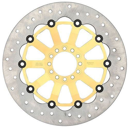 Custom-type front disc rotor, semi-floating, gold, 296mm outer diameter, 1 piece, for CB400SF Hornet 600