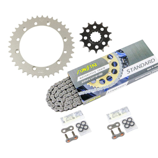 Sprocket & Chain Kit - Standard 520, Front 14T, Rear 39T - 3-piece set for Suzuki Kawasaki D-TRACKER/X 2001-17, 250SB 2002-06, D-Tracker with SUNSTAR Chain