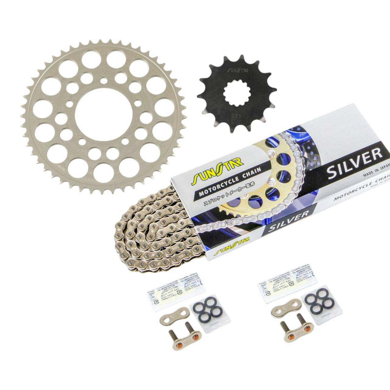 Sprocket & Chain Kit Silver 520 Front 14T Rear 49T 3-piece Set Suzuki INAZUMA400 97-04 INAZUMA SUNSTAR Chain