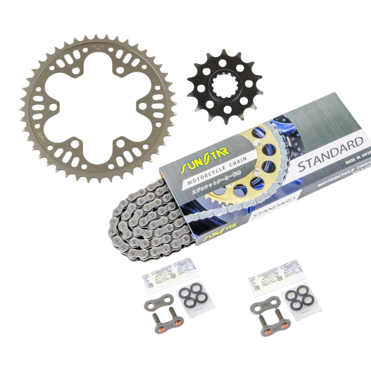 Sprocket & Chain Kit Standard 520 Front 14T Rear 44T 3-piece set for Kawasaki NINJA250 2013-2017 / Z250 2013-2017 Ninja with SUNSTAR Chain