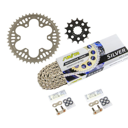 Sprocket & Chain Kit Silver 520 Front 14T Rear 44T 3-piece Set for Kawasaki NINJA250 13-17 / Z250 13-17 Ninja SUNSTAR Chain
