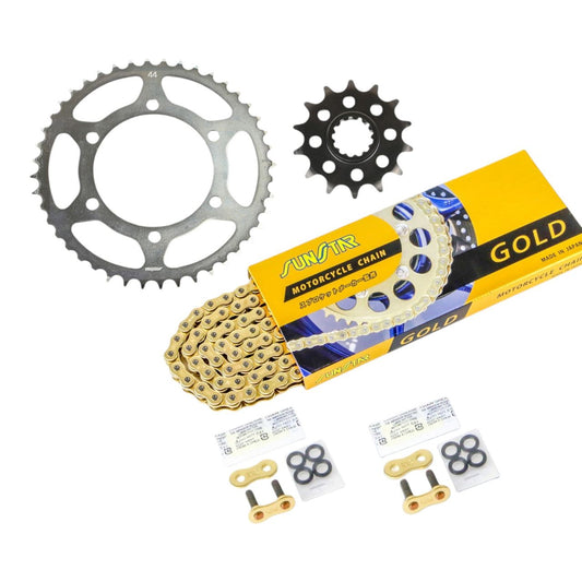 Sprocket & Chain Kit Gold 520 Front 14T Rear 44T 3-piece set for Kawasaki NINJA250 13-17 / Z250 13-17 Ninja SUNSTAR Chain