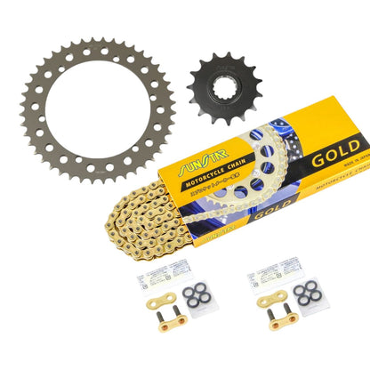 Sprocket & Chain Kit Gold 520 Front 15T Rear 44T 3-piece Set Yamaha SR400 520 Convert 88-21 SUNSTAR Chain