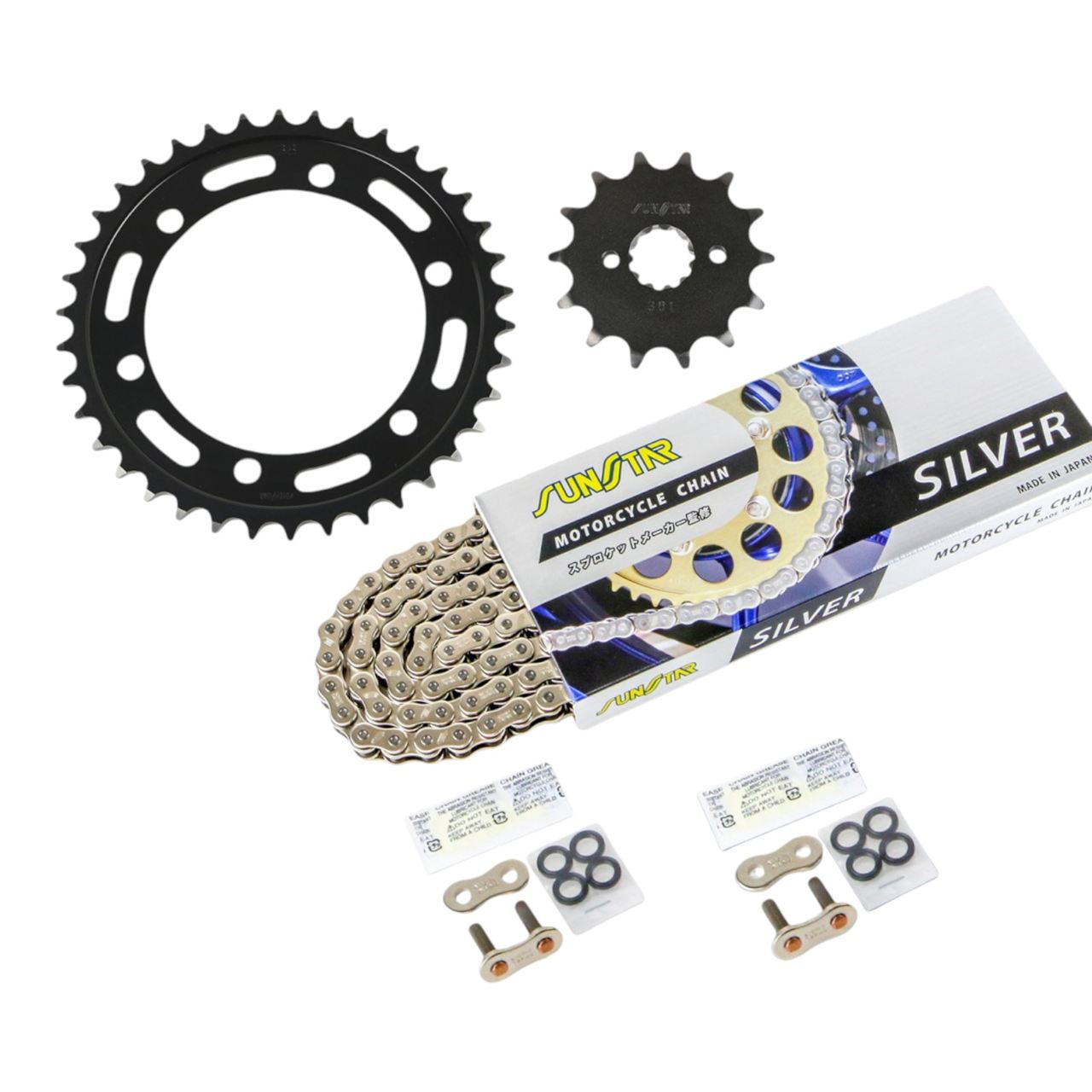 Sprocket & Chain Kit Silver 520 Front 14T Rear 38T 3-piece set Honda CBR250R 11-13 SUNSTAR Chain