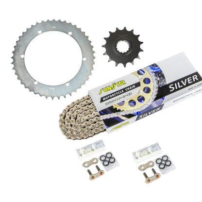 Sprocket & Chain Kit Silver 520 Front 15T Rear 44T 3-piece Set Yamaha SR400 520 Conversion 88-21 SUNSTAR Chain