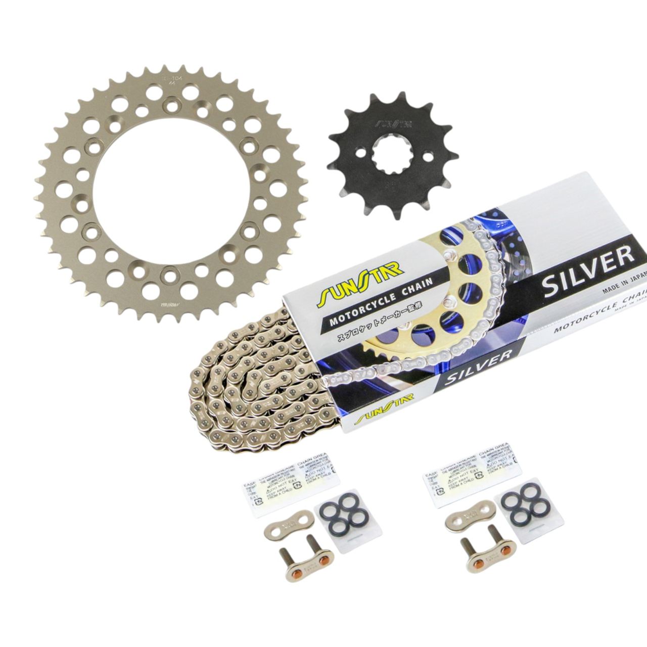 Sprocket & Chain Kit Silver 520 Front 13T Rear 44T 3-piece set for Honda XL DEGREE / DEGREE 91-98 DEGREE SUNSTAR Chain