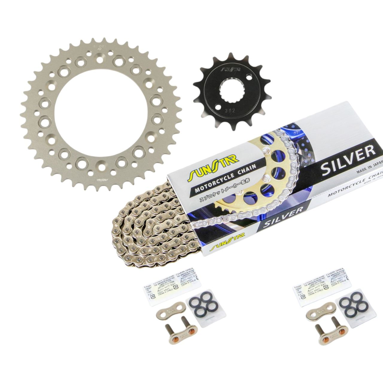 Sprocket & Chain Kit Silver 520 Front 14T Rear 42T 3-piece Set Honda CRM250R/AR 91-96 SUNSTAR Chain