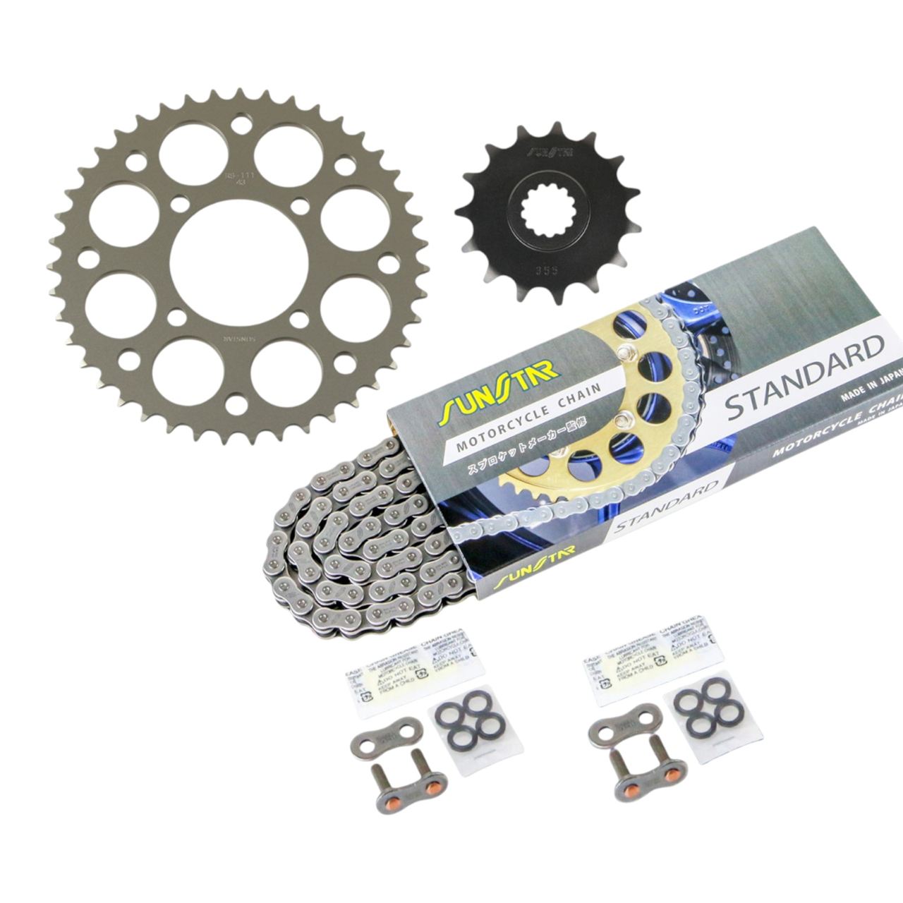 Sprocket & Chain Kit Standard 520 Front 15T Rear 43T 3-piece set Suzuki ST250/E type Grass Tracker Big Boy SUNSTAR Chain